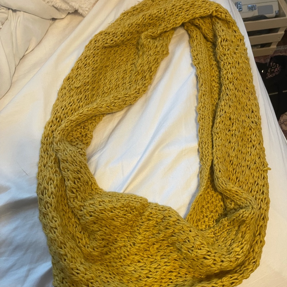 knit yellow infinity scarf